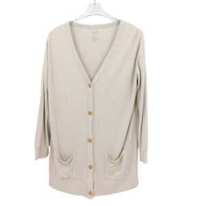 Kyte Baby Bamboo Jersey Adult Cardigan in Oat Long Sleeve Button Front‎ Size S